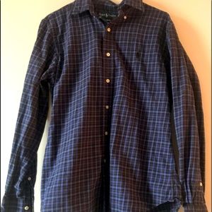 Polo Men’s medium black & blue plaid shirt